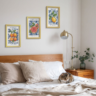 Set van ingelijste schilderijen Modeposters met citrusvruchten in Italiaanse stijl
