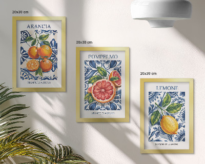 Set van ingelijste schilderijen Modeposters met citrusvruchten in Italiaanse stijl