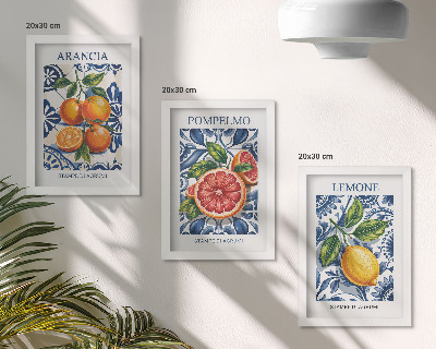 Set van ingelijste schilderijen Modeposters met citrusvruchten in Italiaanse stijl