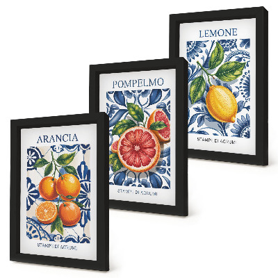 Set van ingelijste schilderijen Modeposters met citrusvruchten in Italiaanse stijl