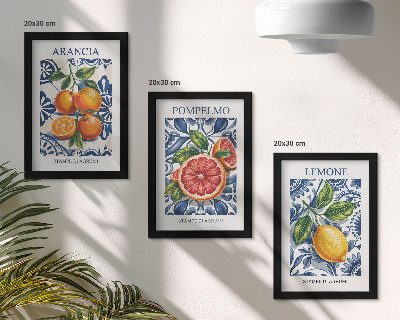 Set van ingelijste schilderijen Modeposters met citrusvruchten in Italiaanse stijl