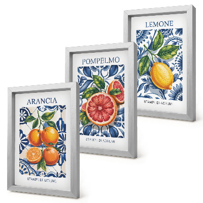 Set van ingelijste schilderijen Modeposters met citrusvruchten in Italiaanse stijl