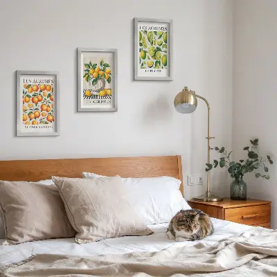 Set van ingelijste schilderijen met citrusvruchten in diverse kleurrijke en verse varianten