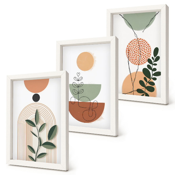 Gallery wall Abstracte vormen met kleurrijke plantmotieven