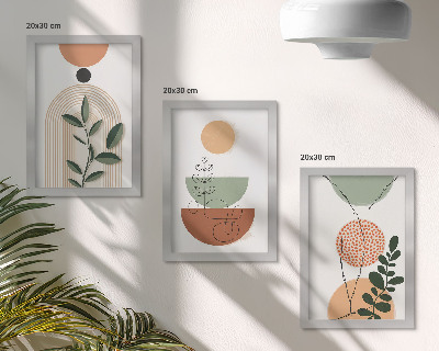 Gallery wall Abstracte vormen met kleurrijke plantmotieven