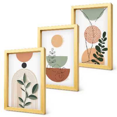 Gallery wall Abstracte vormen met kleurrijke plantmotieven