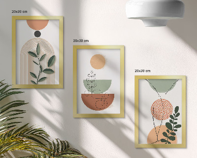 Gallery wall Abstracte vormen met kleurrijke plantmotieven