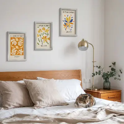 Set van ingelijste schilderijen met bloemenposters van Parijs, Milaan en Londen