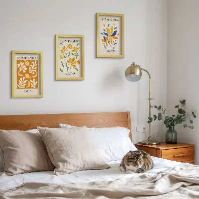 Set van ingelijste schilderijen met bloemenposters van Parijs, Milaan en Londen