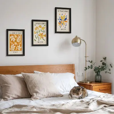 Set van ingelijste schilderijen met bloemenposters van Parijs, Milaan en Londen