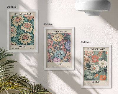 Set van ingelijste schilderijen Bloemenposters Tokio Parijs Londen