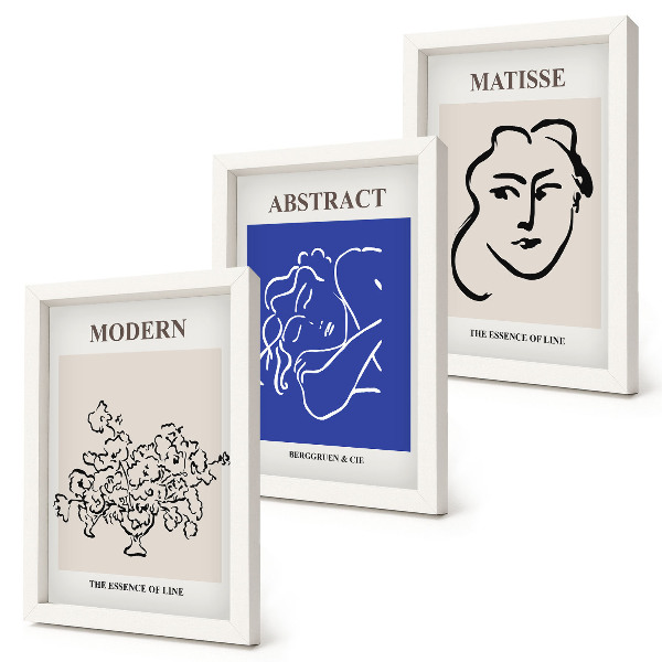 Set van ingelijste schilderijen Posters in de moderne en abstracte stijl van Henri Matisse.