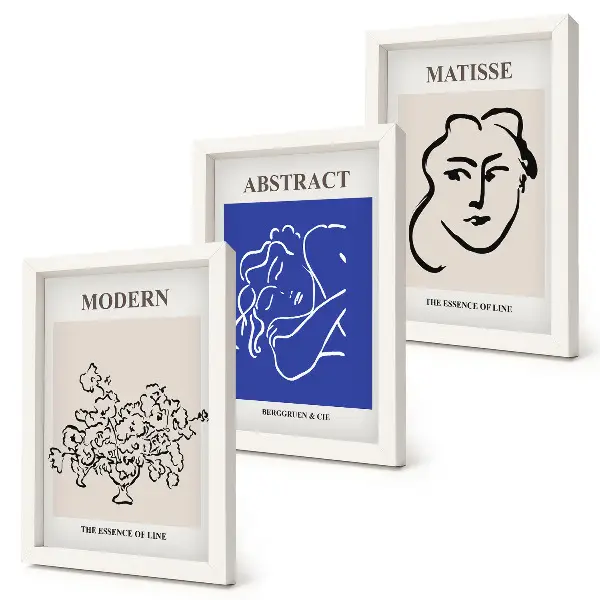 Set ingelijste schilderijen posters in moderne en abstracte Henri Matisse-stijl