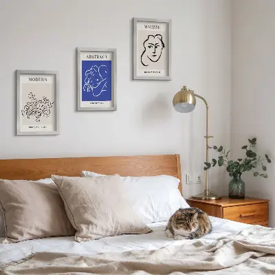 Set ingelijste schilderijen posters in moderne en abstracte Henri Matisse-stijl