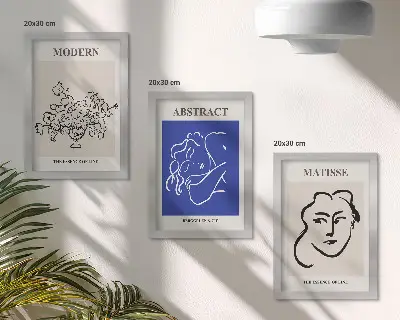 Set ingelijste schilderijen posters in moderne en abstracte Henri Matisse-stijl