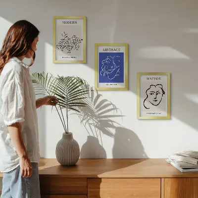 Set ingelijste schilderijen posters in moderne en abstracte Henri Matisse-stijl