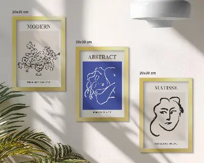 Set ingelijste schilderijen posters in moderne en abstracte Henri Matisse-stijl