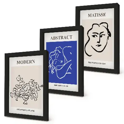 Set ingelijste schilderijen posters in moderne en abstracte Henri Matisse-stijl