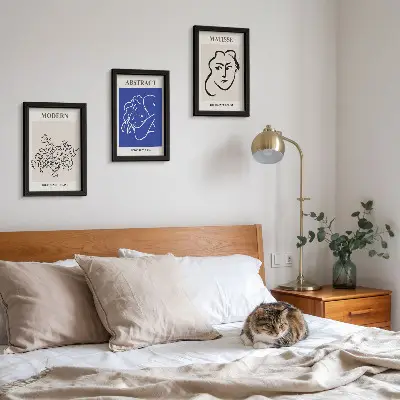 Set ingelijste schilderijen posters in moderne en abstracte Henri Matisse-stijl