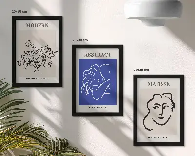 Set ingelijste schilderijen posters in moderne en abstracte Henri Matisse-stijl