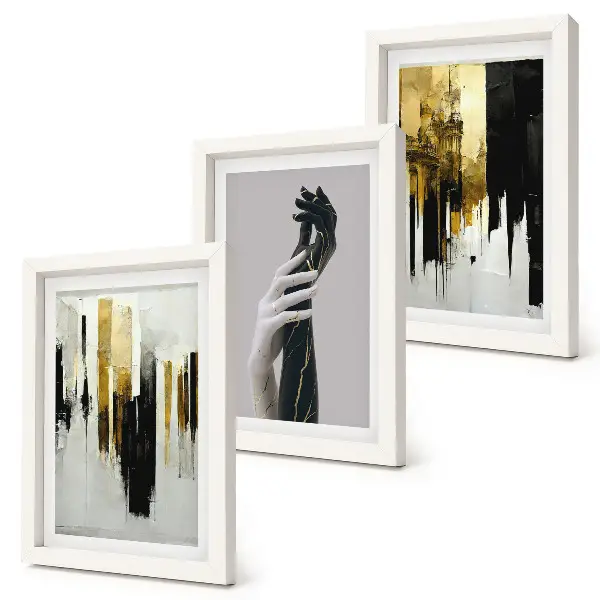 Set van ingelijste schilderijen abstracte schilderpatronen met twee handen