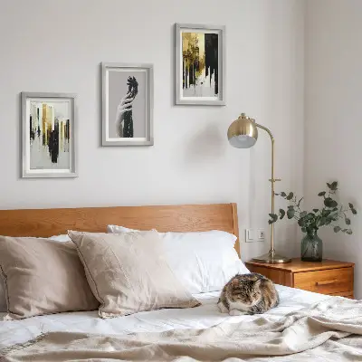 Set van ingelijste schilderijen abstracte schilderpatronen met twee handen