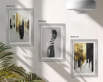 Set van ingelijste schilderijen abstracte schilderpatronen met twee handen