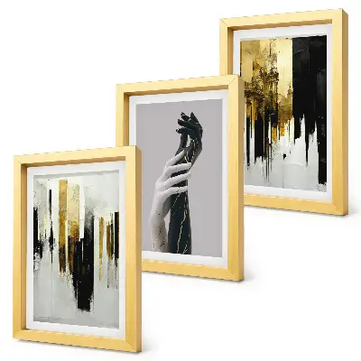 Set van ingelijste schilderijen abstracte schilderpatronen met twee handen