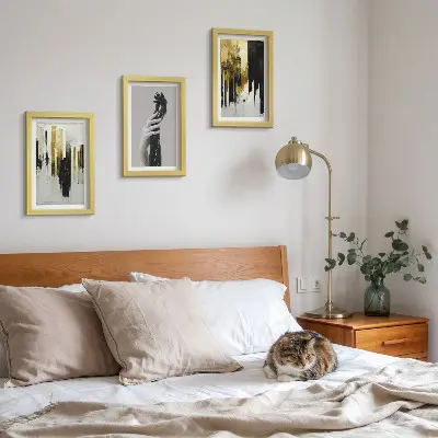 Set van ingelijste schilderijen abstracte schilderpatronen met twee handen