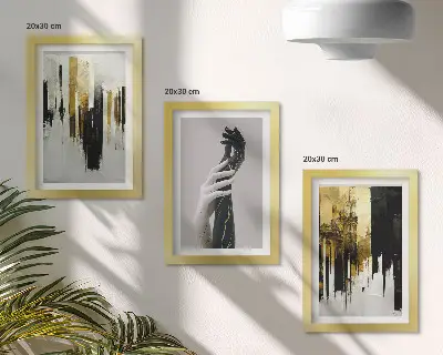 Set van ingelijste schilderijen abstracte schilderpatronen met twee handen