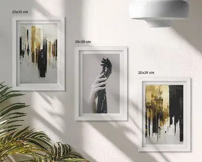 Set van ingelijste schilderijen abstracte schilderpatronen met twee handen