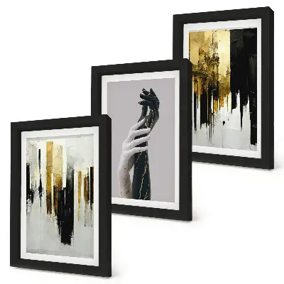 Set van ingelijste schilderijen abstracte schilderpatronen met twee handen