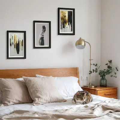 Set van ingelijste schilderijen abstracte schilderpatronen met twee handen
