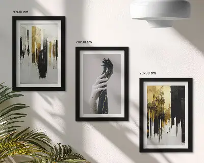 Set van ingelijste schilderijen abstracte schilderpatronen met twee handen