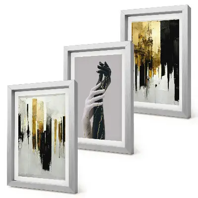 Set van ingelijste schilderijen abstracte schilderpatronen met twee handen