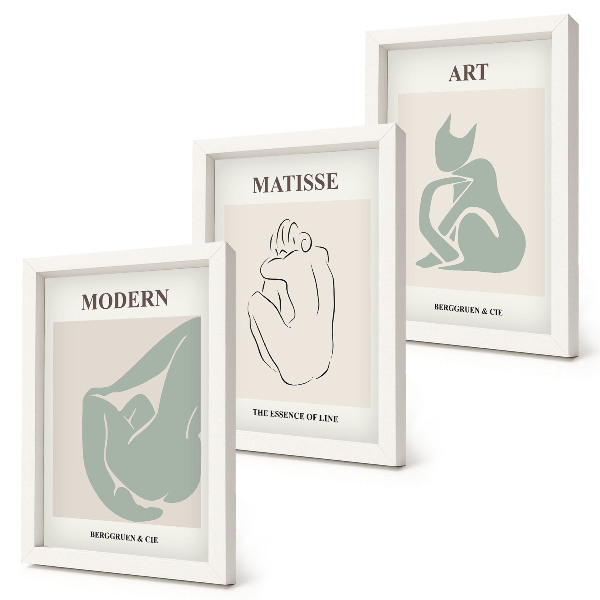 Set van ingelijste schilderijen Abstracte figuren in pasteltinten van Henri Matisse
