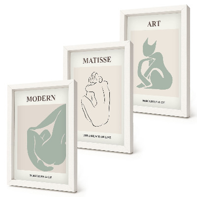 Set van ingelijste schilderijen Abstracte figuren in pasteltinten van Henri Matisse