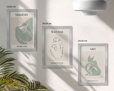 Set van ingelijste schilderijen Abstracte figuren in pasteltinten van Henri Matisse