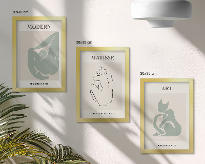 Set van ingelijste schilderijen Abstracte figuren in pasteltinten van Henri Matisse