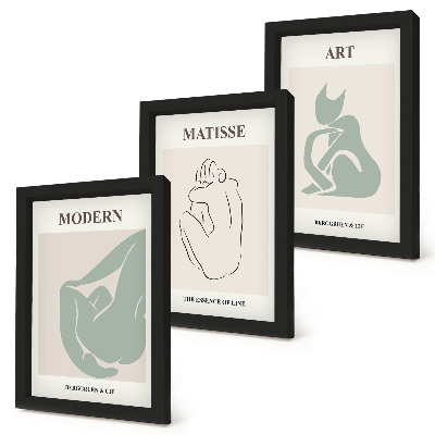 Set van ingelijste schilderijen Abstracte figuren in pasteltinten van Henri Matisse