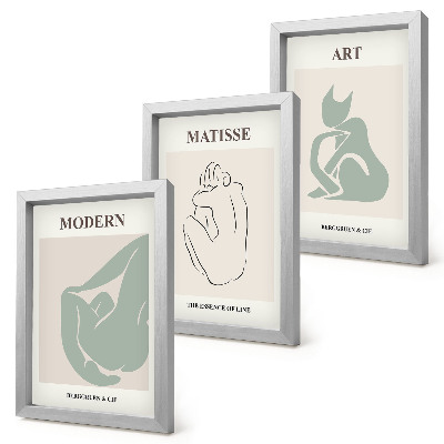 Set van ingelijste schilderijen Abstracte figuren in pasteltinten van Henri Matisse