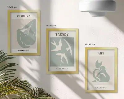 Gallery wall met abstracte figuren van Henri Matisse in ingetogen kleuren