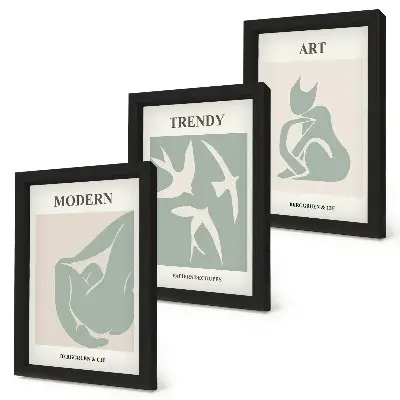 Gallery wall met abstracte figuren van Henri Matisse in ingetogen kleuren