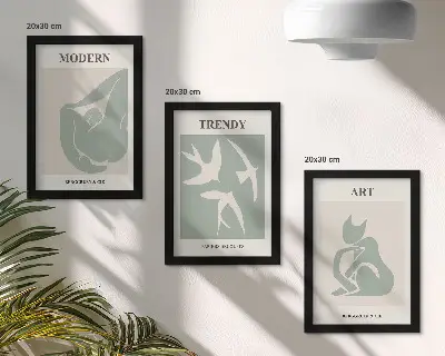 Gallery wall met abstracte figuren van Henri Matisse in ingetogen kleuren