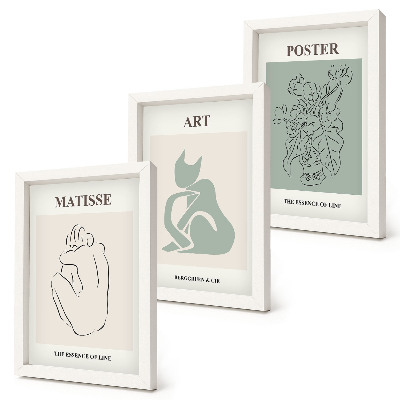 Set van ingelijste schilderijen Posters in beige en groene tinten van Henri Matisse