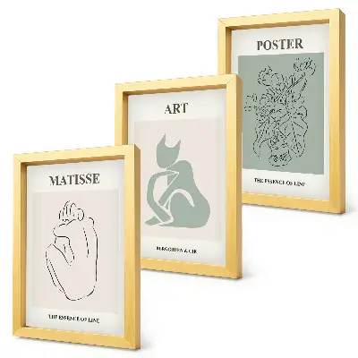 Set ingelijste posters met Henri Matisse kunst in beige en groene tinten