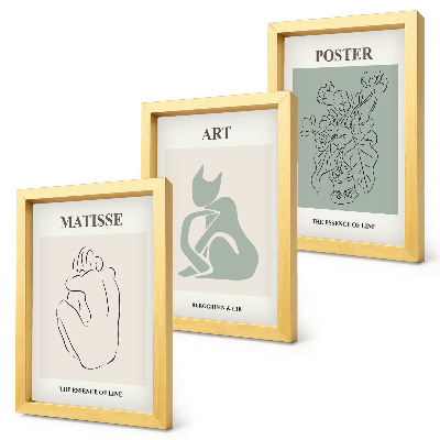 Set van ingelijste schilderijen Posters in beige en groene tinten van Henri Matisse