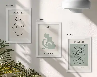 Set ingelijste posters met Henri Matisse kunst in beige en groene tinten