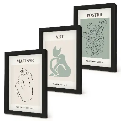 Set ingelijste posters met Henri Matisse kunst in beige en groene tinten
