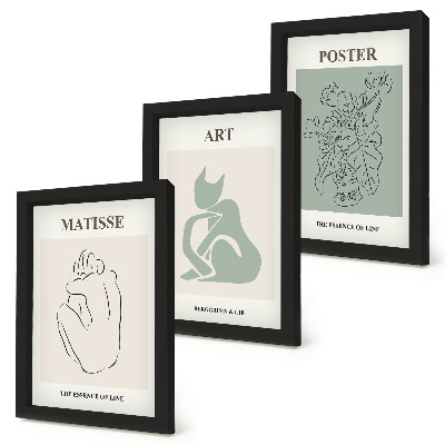 Set van ingelijste schilderijen Posters in beige en groene tinten van Henri Matisse